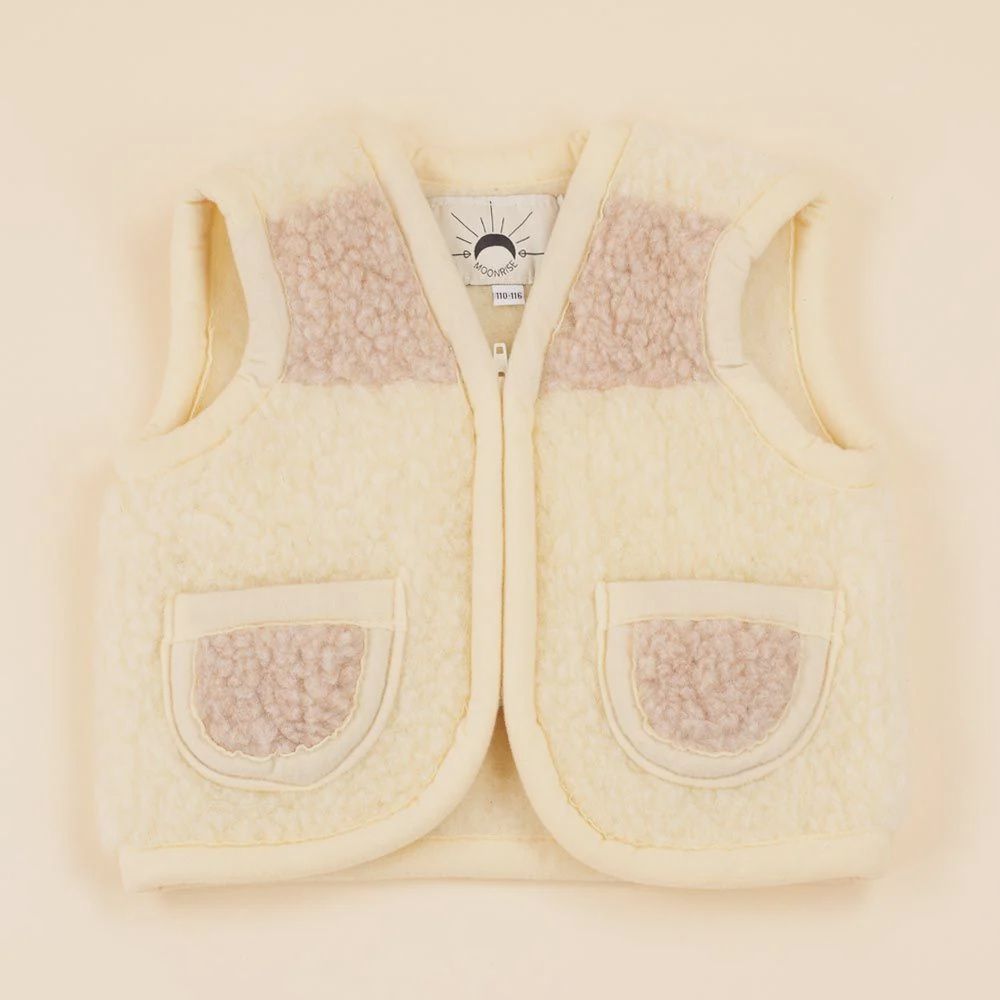 Kids vest wool beige zipper