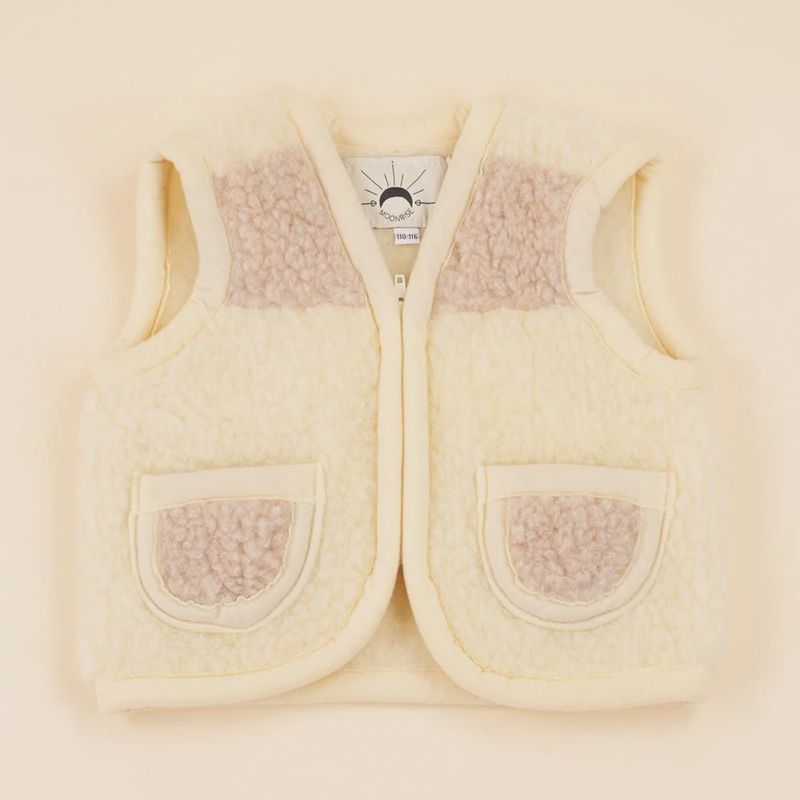Kids vest wool beige zipper