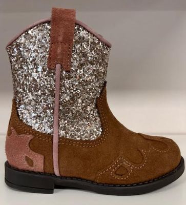 20716 Clic Western Laarsje Lux top glitter Marron MC