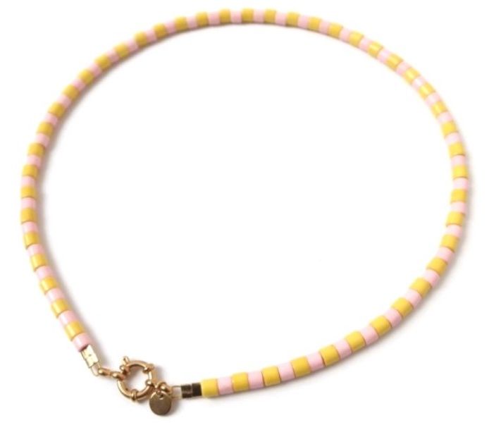 Necklace | Stripe yellow/light pink