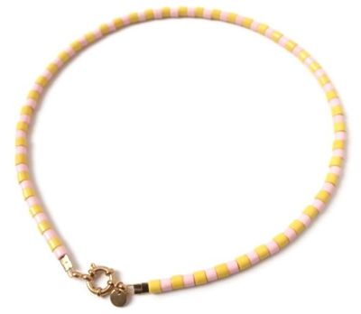 Necklace | Stripe yellow/light pink