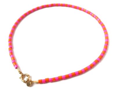 Necklace | Stripe orange/pink