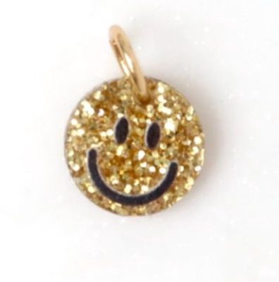 Charm | Smiley resin glitter gold