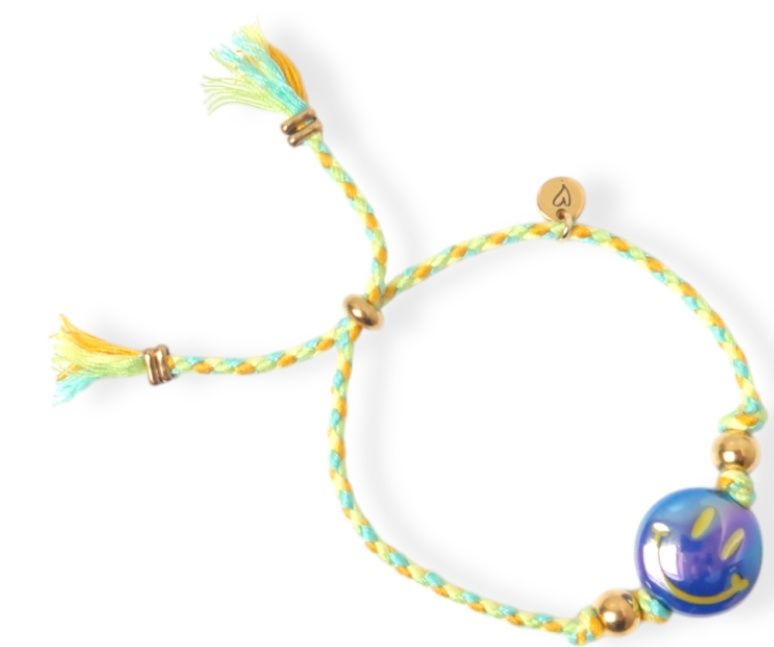 Bracelet | Happy smiley dark blue/green