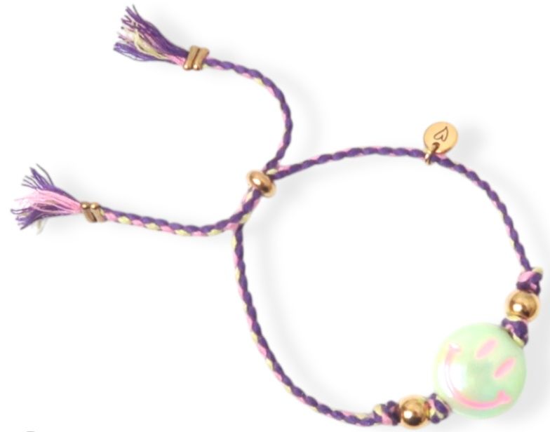 Bracelet | Happy smiley light green/purple