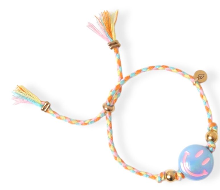 Bracelet | Happy smiley light blue/orange