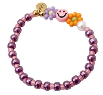 Bracelet | Daisy smiley, purple/pink T1