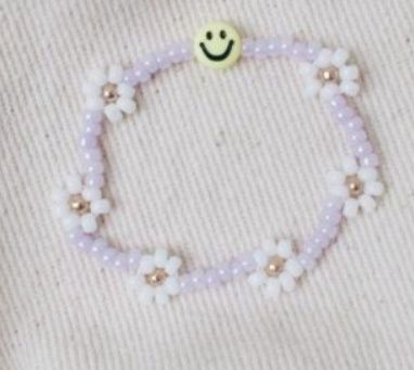 Bracelet | Daisy smiley, yellow/lila T1