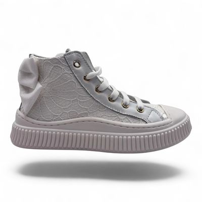 Beberlis Halfhoge sneaker wit met strik
