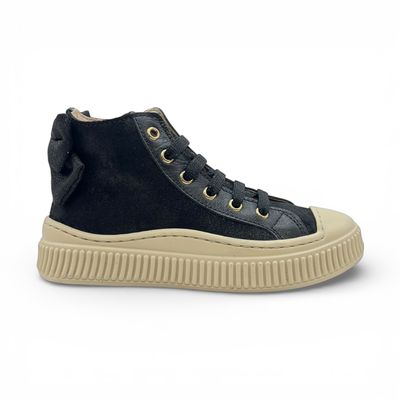 Beberlis 24266 hoge sneaker leer met strik zwart