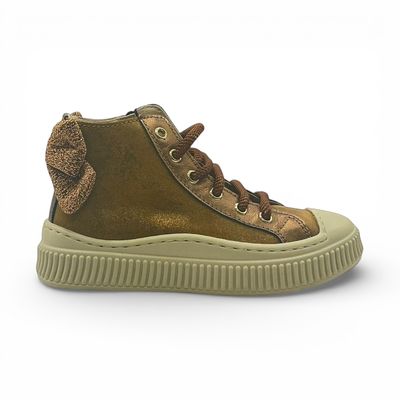 Beberlis 24267 Hoge sneaker leer met strik licht beige