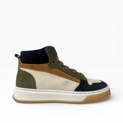 Beberlis half hoge jongens sneaker groen/taupe