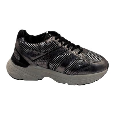 H1255 meisjes sneaker metallic zilver