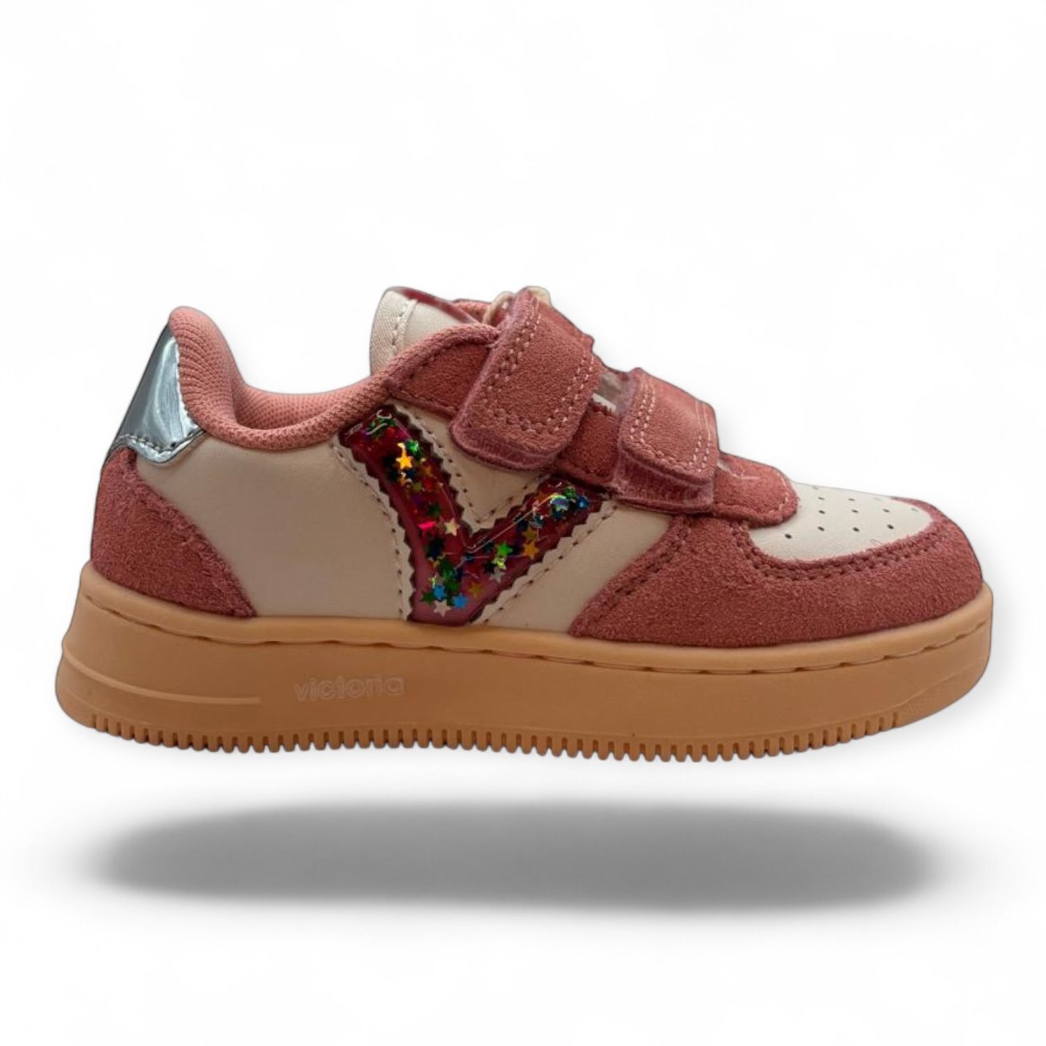 124129 Victoria sneaker roze met klittenband