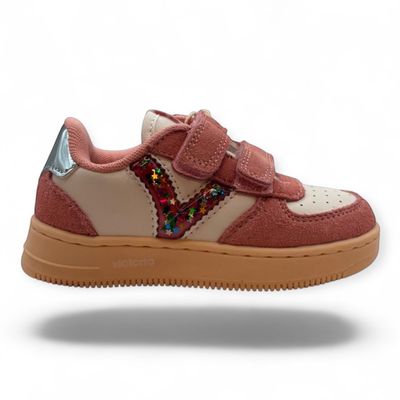 124129 Victoria sneaker roze met klittenband