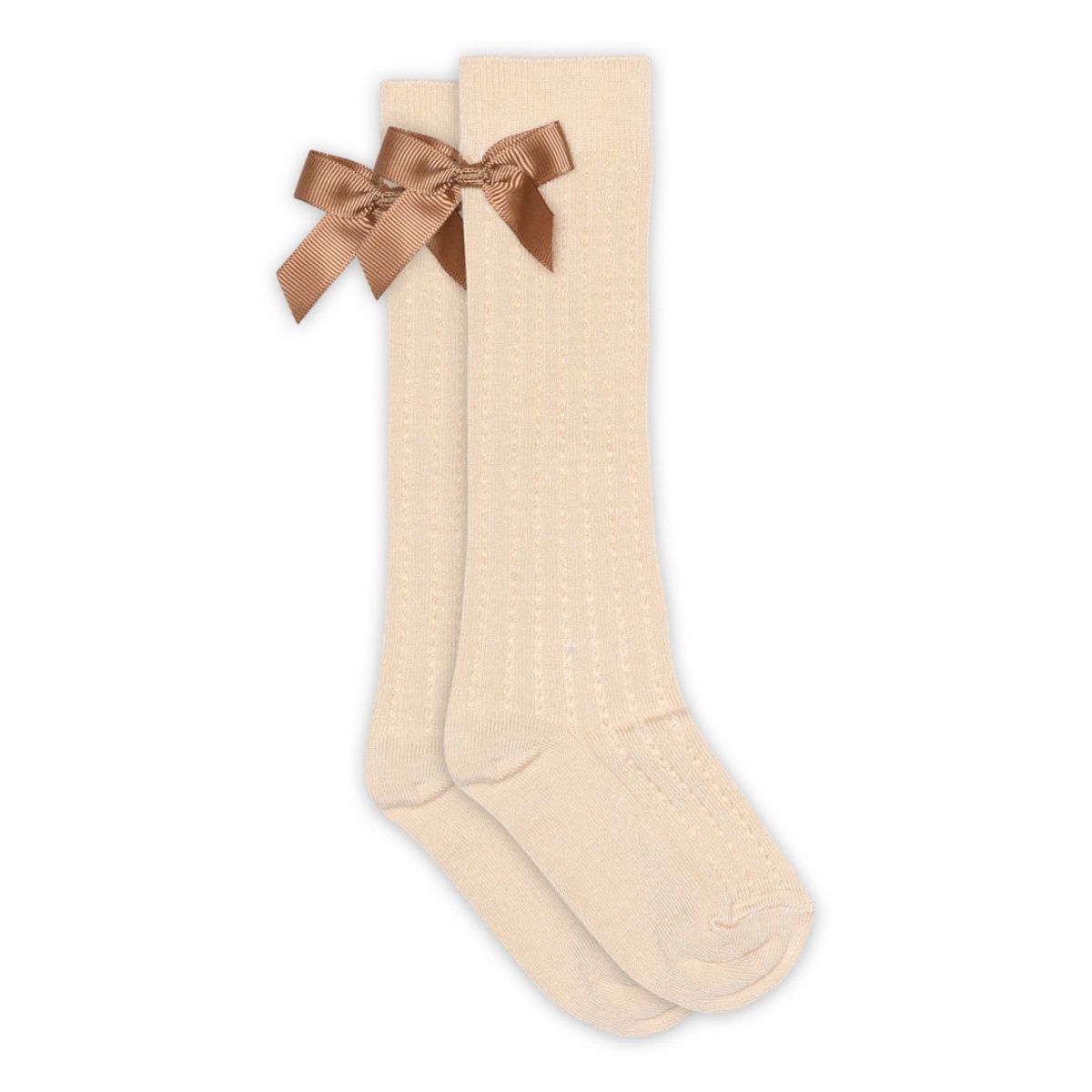 Liva knee socks - bow Ecru