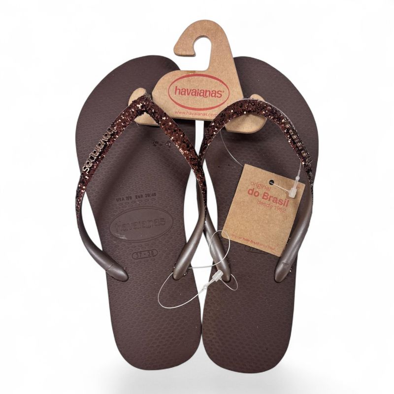 havaianas slim glitter dark brown