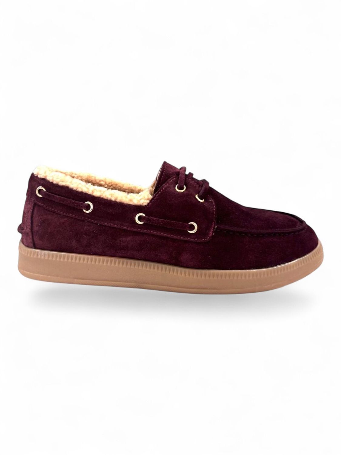 babouche loafer liona bordeaux met bont