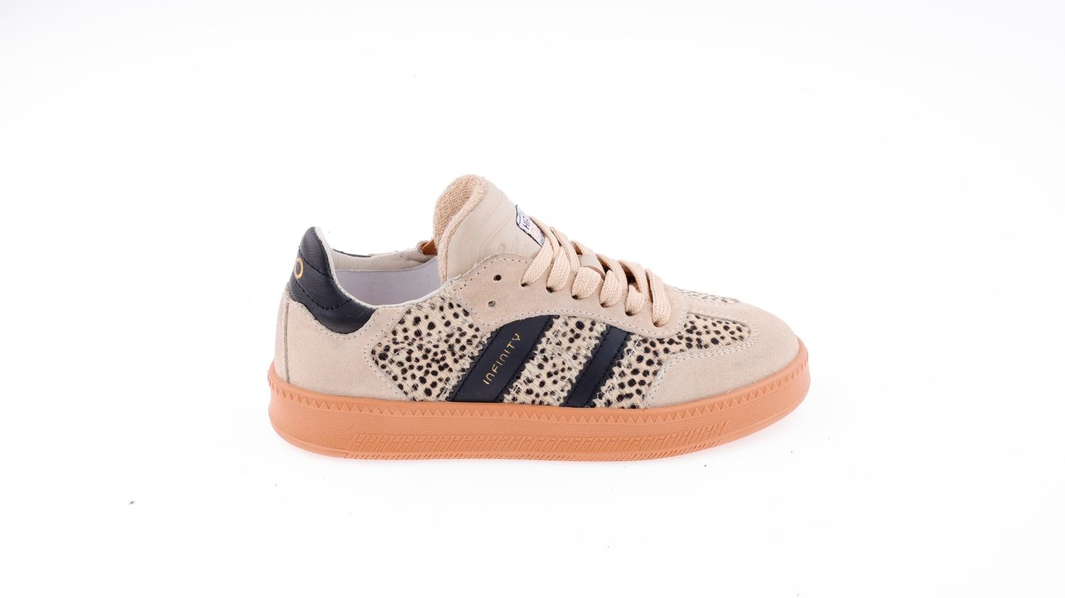 H1090 Meisjes sneaker Beige Leopard suéde