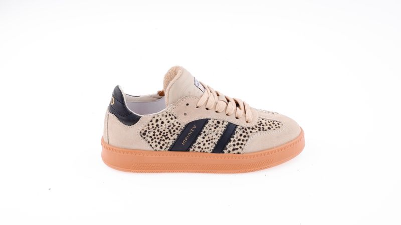 H1090 Meisjes sneaker Beige Leopard suéde
