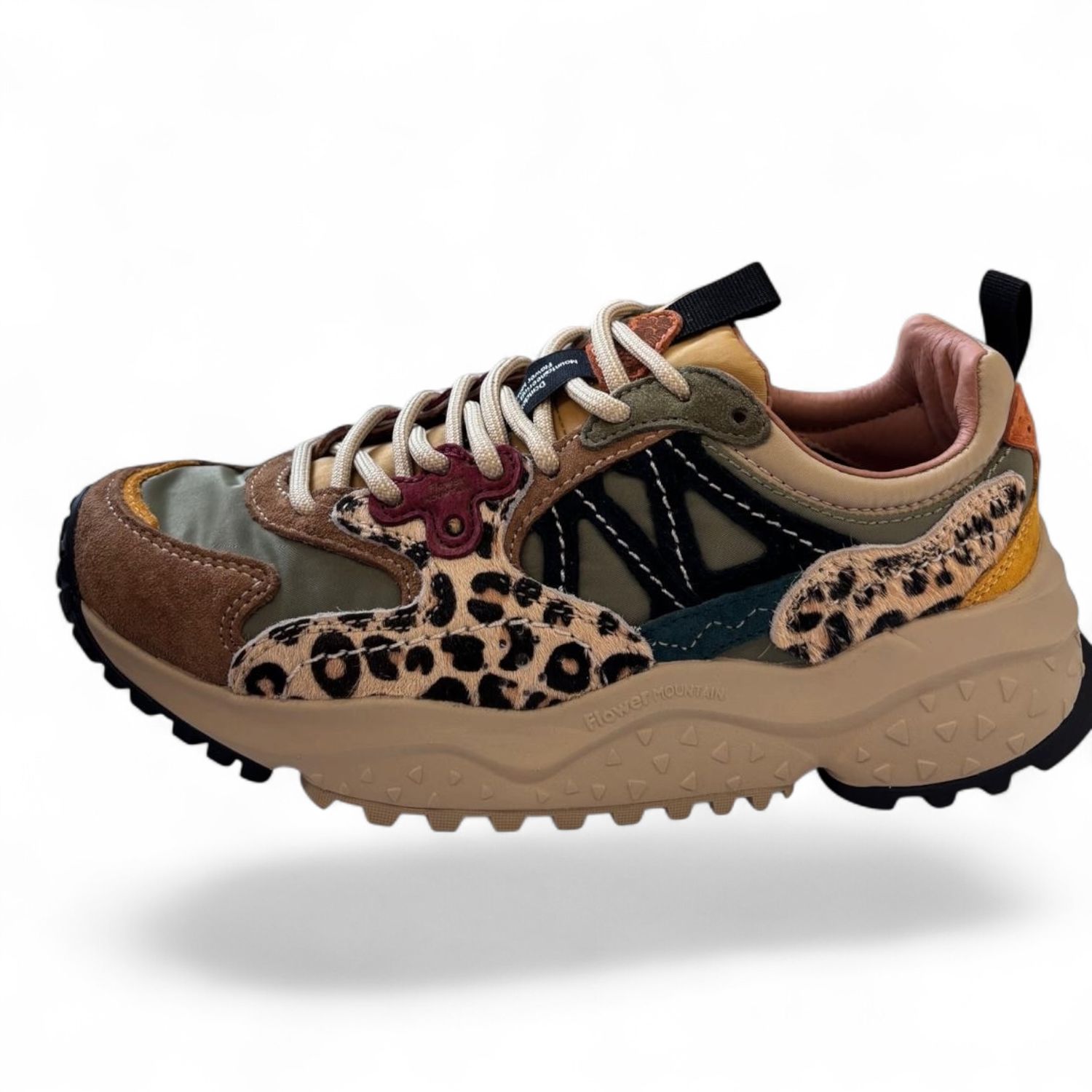 Flower Mountain Solin Woman Sneaker brown military black pony