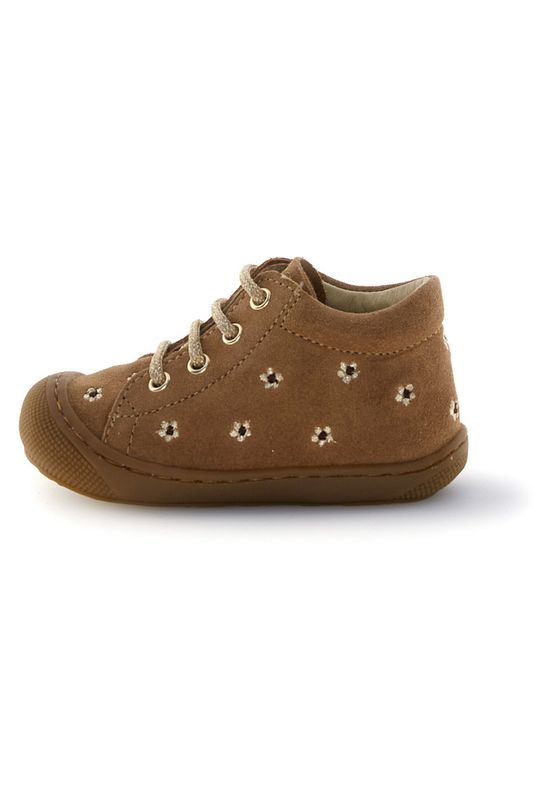 Naturino Embr Daises Suede Brown-Platinum