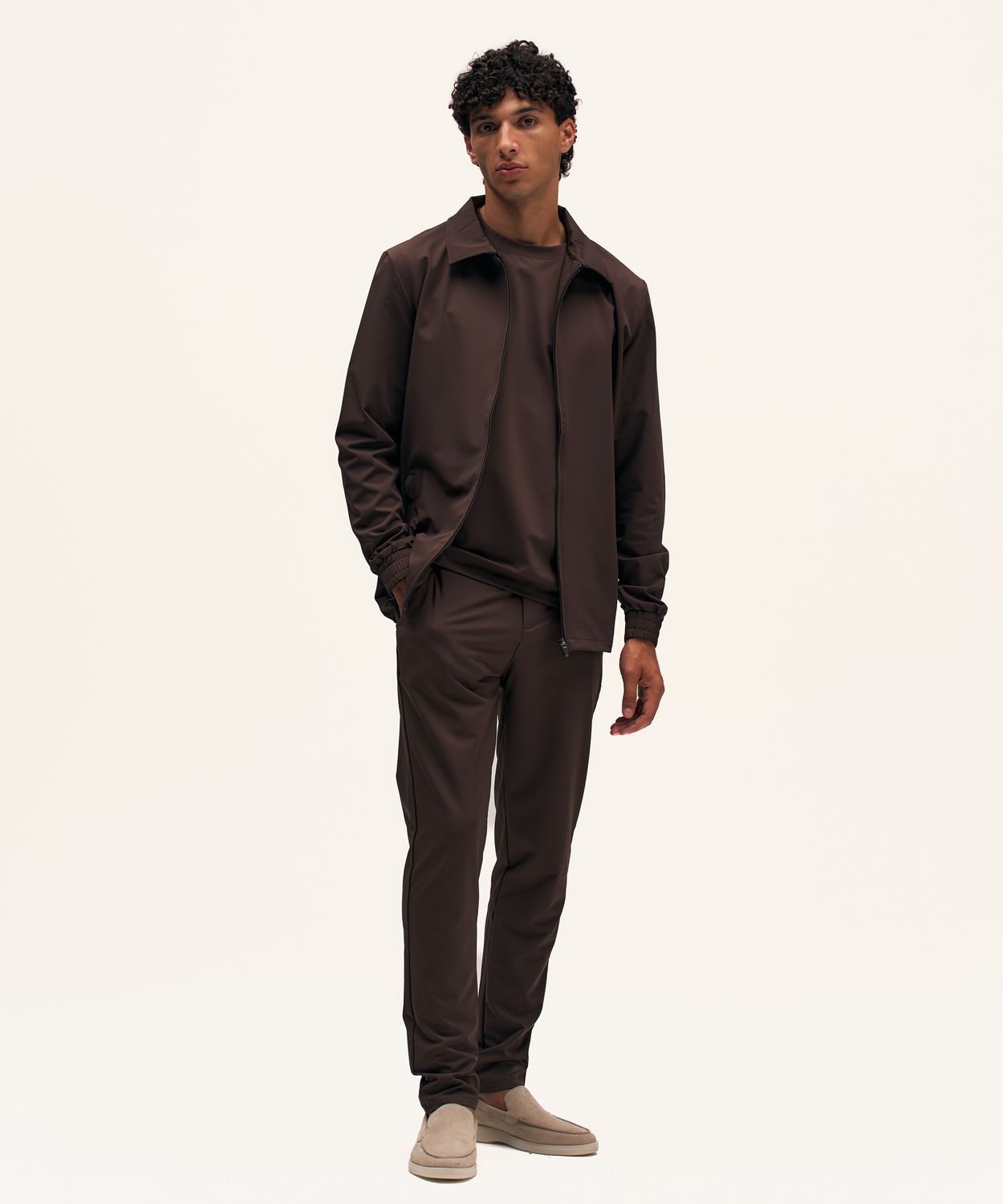 Tria D'oro Tracksuit Jacket with Collar Brown