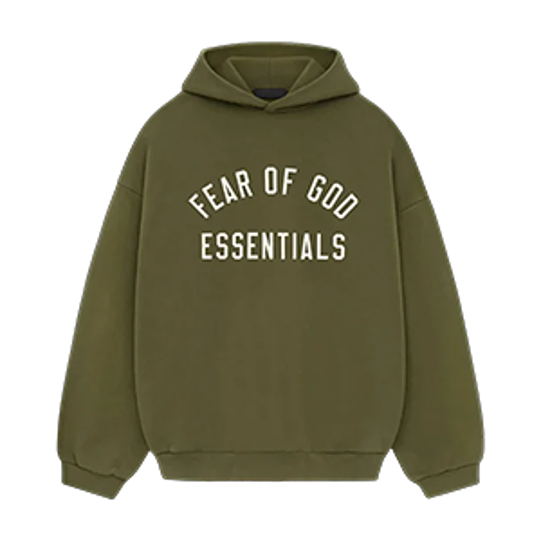 Essentials Fear of God Fleece Hoodie Military