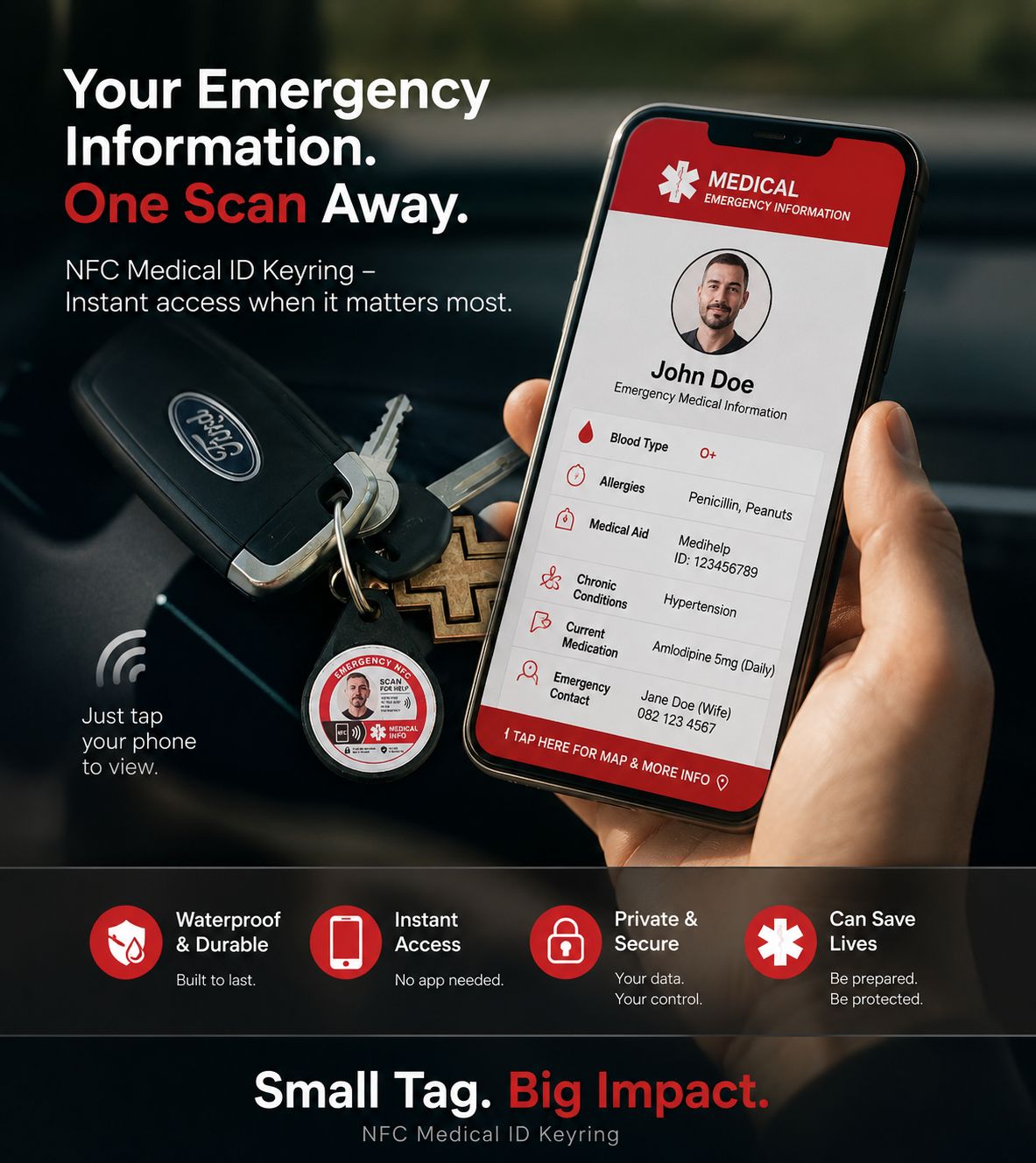 NFC Tag for Emergency Contact Details - Once-off Fee