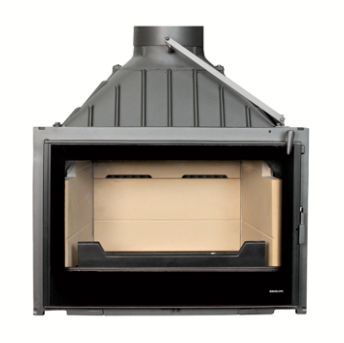 Cheminees-Seguin Visio 8 Plus Cast Iron Fireplace, Black Line Glass: Yes, Door Type: Swing Only, Glass: Single Fronted