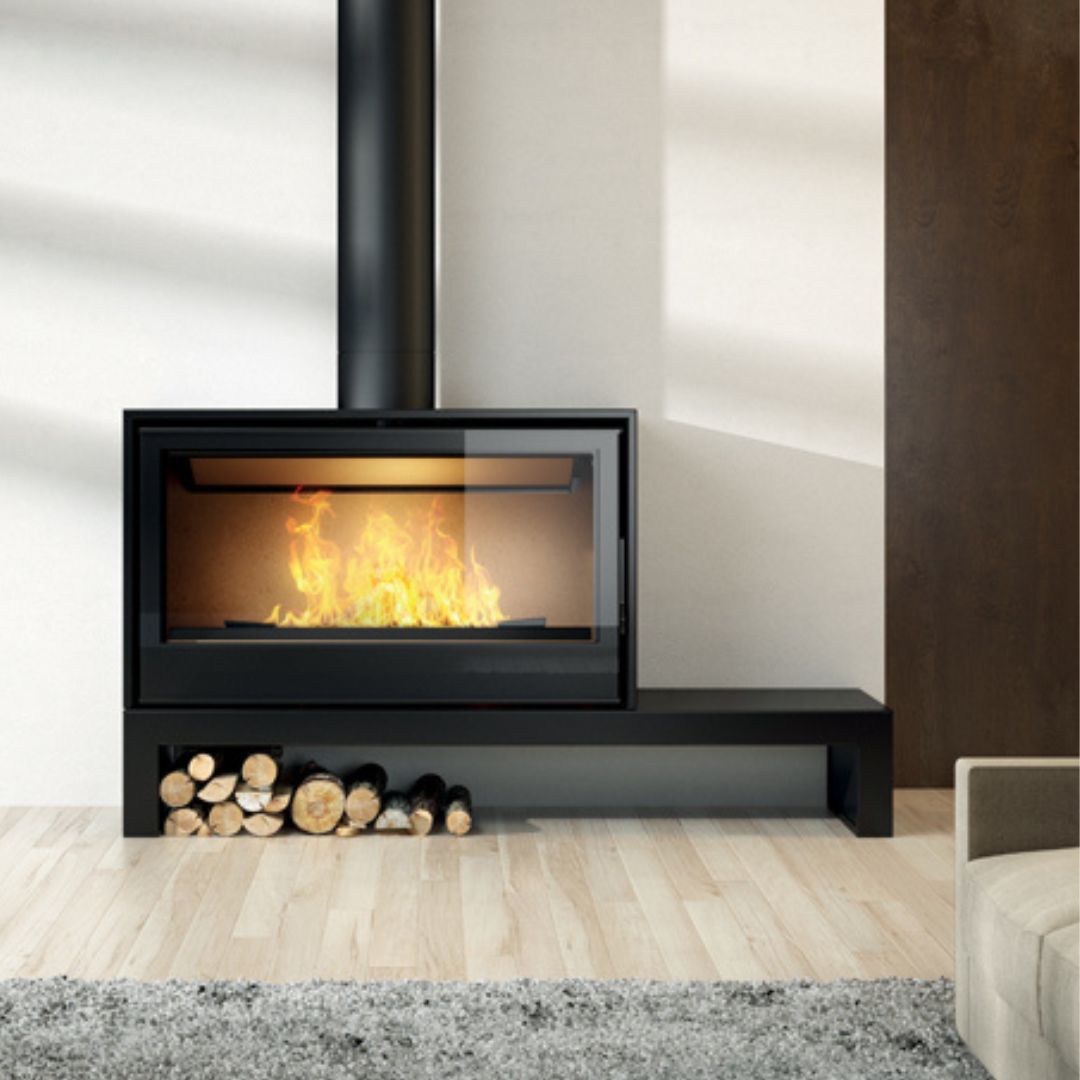 Axis I1000 Freestanding Fireplace, Firebox: Single Sided