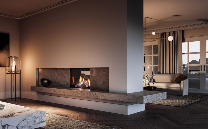 Rinnai LS800 Flametech Gas Fireplace Double Sided