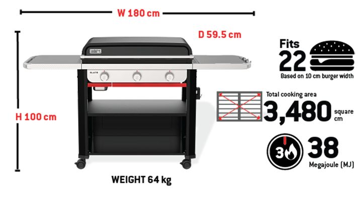 Weber Slate 3 Burner Premium Griddle (30")