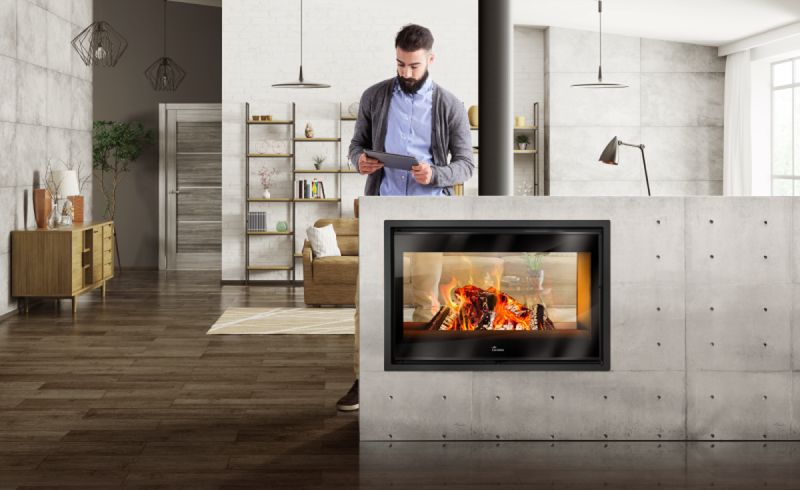 Lacunza Nickel Double Sided In Built Wood Heater (800/100)