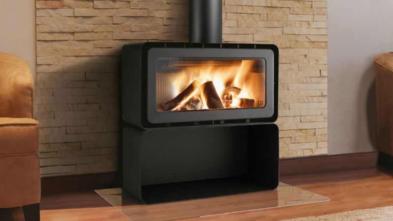 ADF Hayra 85 L Freestanding Wood Heater (Black Steel Base)