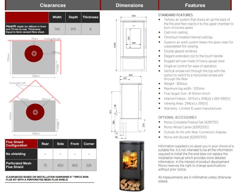 Morso 8843 Freestanding Wood Heater