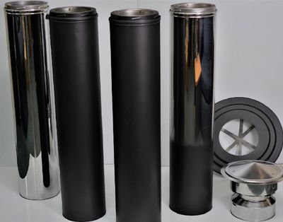 6" Pivot Fully Insulated Room Sealed Flue Kit 4m Flue Kit All Black (Suits Freestanding Fireplaces)