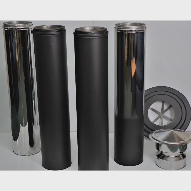 8" Pivot Fully Insulated Room Sealed 4m Flue Kit (Suits Freestanding Fireplaces)