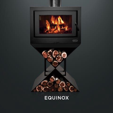 Kemlan See Through Cube Freestanding Wood Heater (Double Sided), Base: Equinox