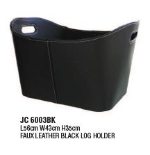 Faux Leather Wood Basket (JC6003BK)