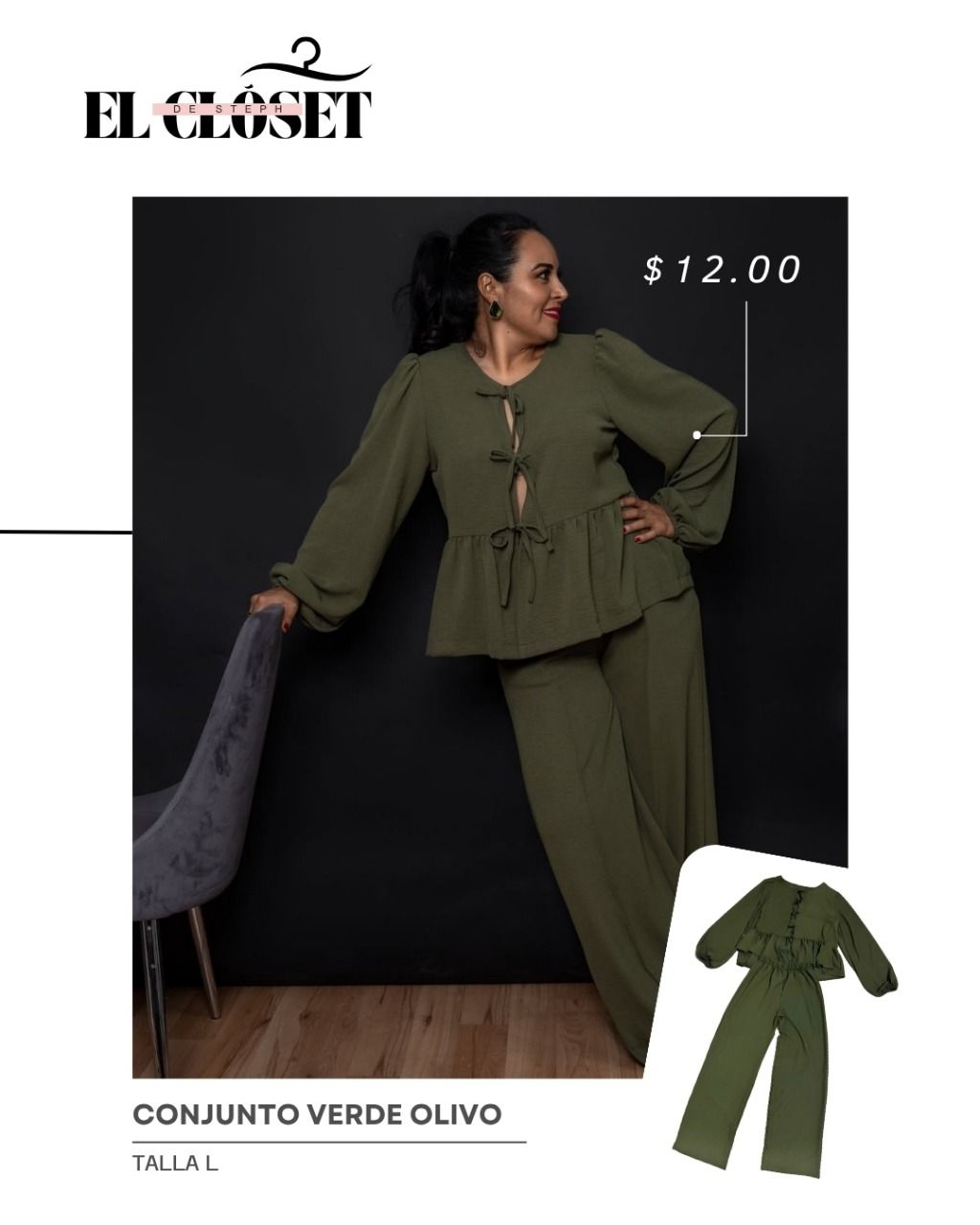 Conjunto verde olivo elegante y cómodo para mujer – Talla L – Envíos en Panamá