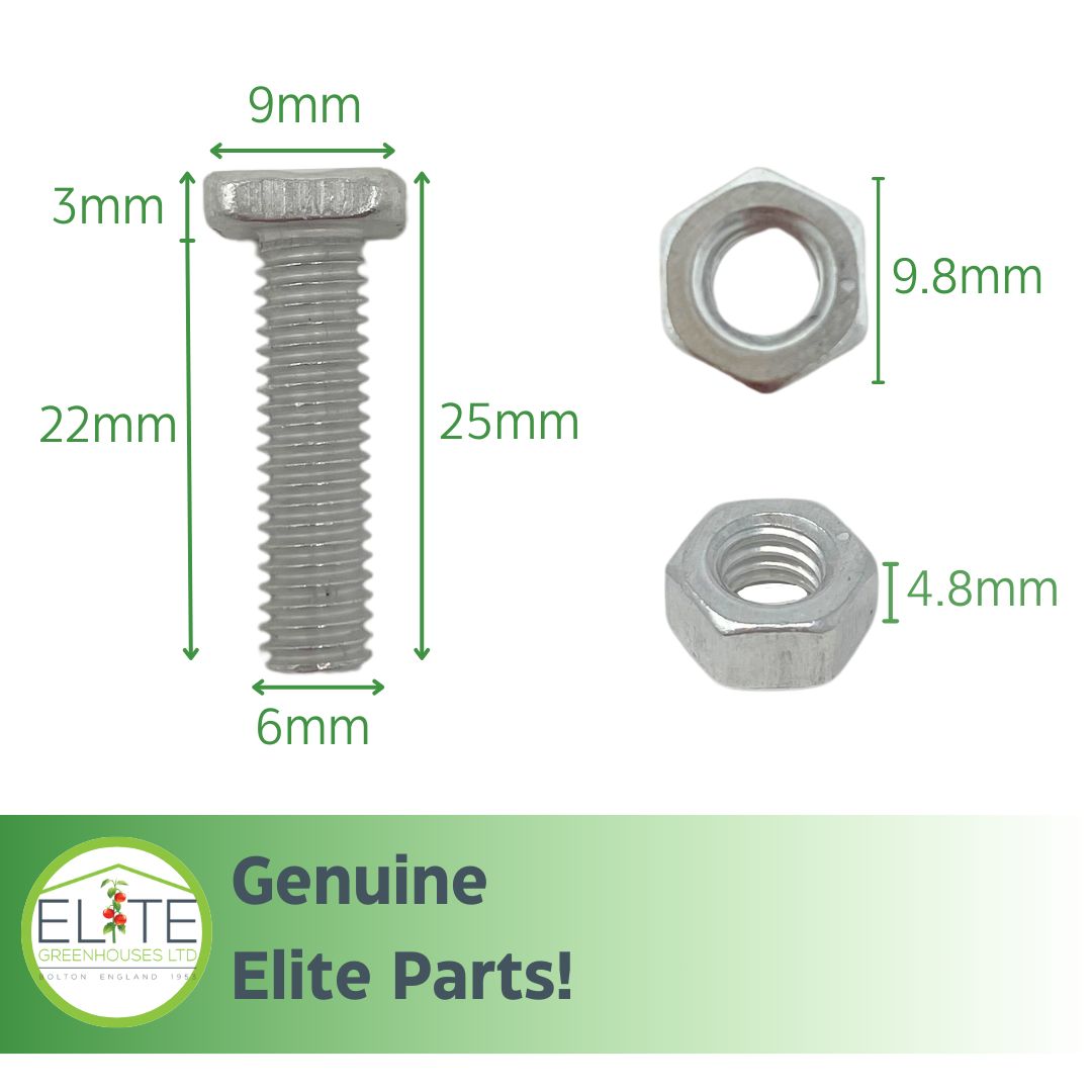 20-Pack M6x22mm Aluminum Bolts & Nuts Set – Greenhouse Hardware Replacement For Standard Frames (22mm Thread Length)