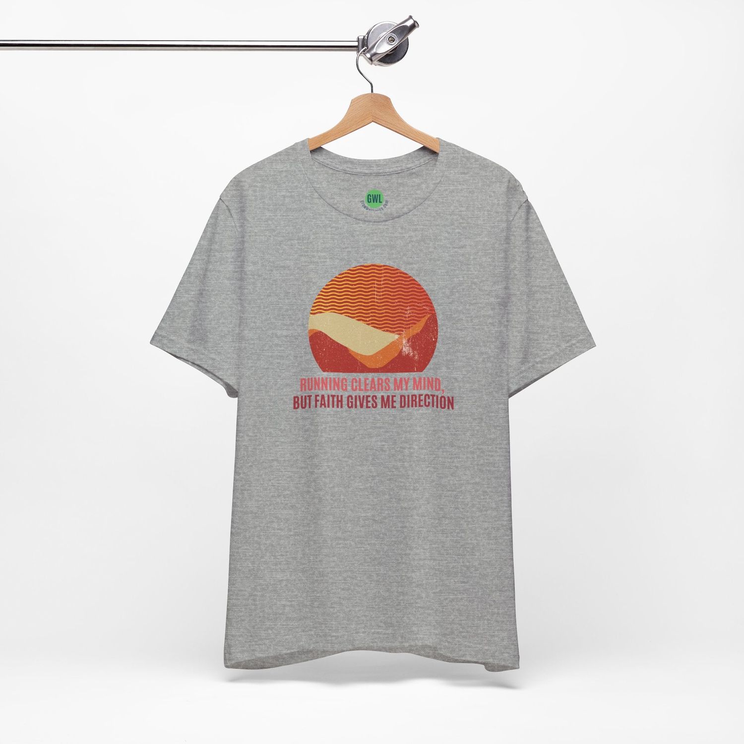 Christian Runner Tee - Running Clears My Mind, Faith Gives Me Direction