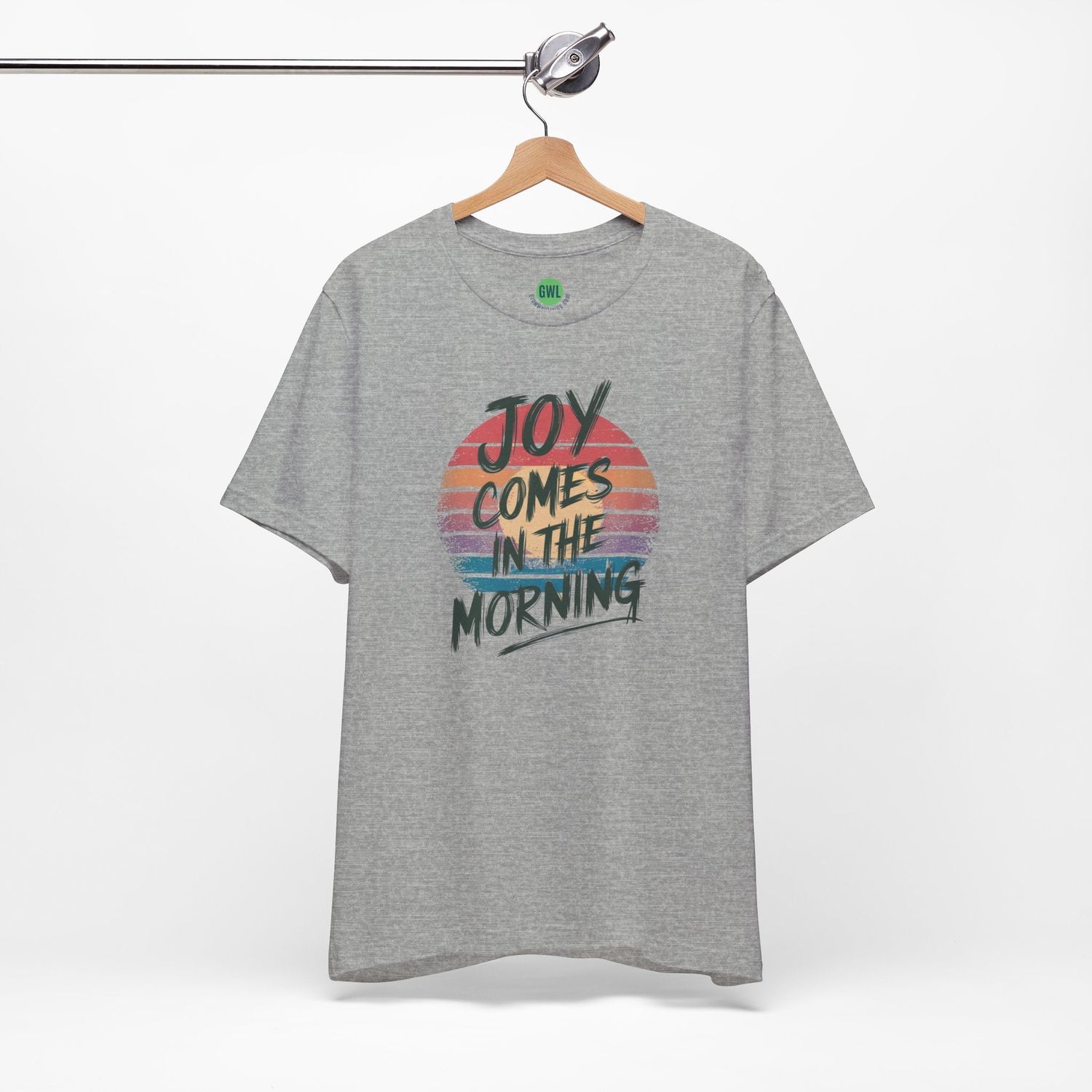 Christian Retro Sunset Tee - Joy Comes in the Morning