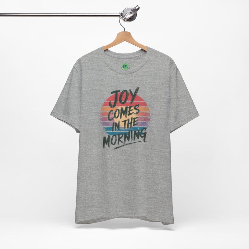 Christian Retro Sunset Tee - Joy Comes in the Morning