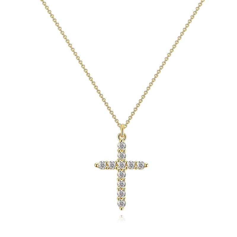 "Cross" Necklace, 18K Gold Plated Steel