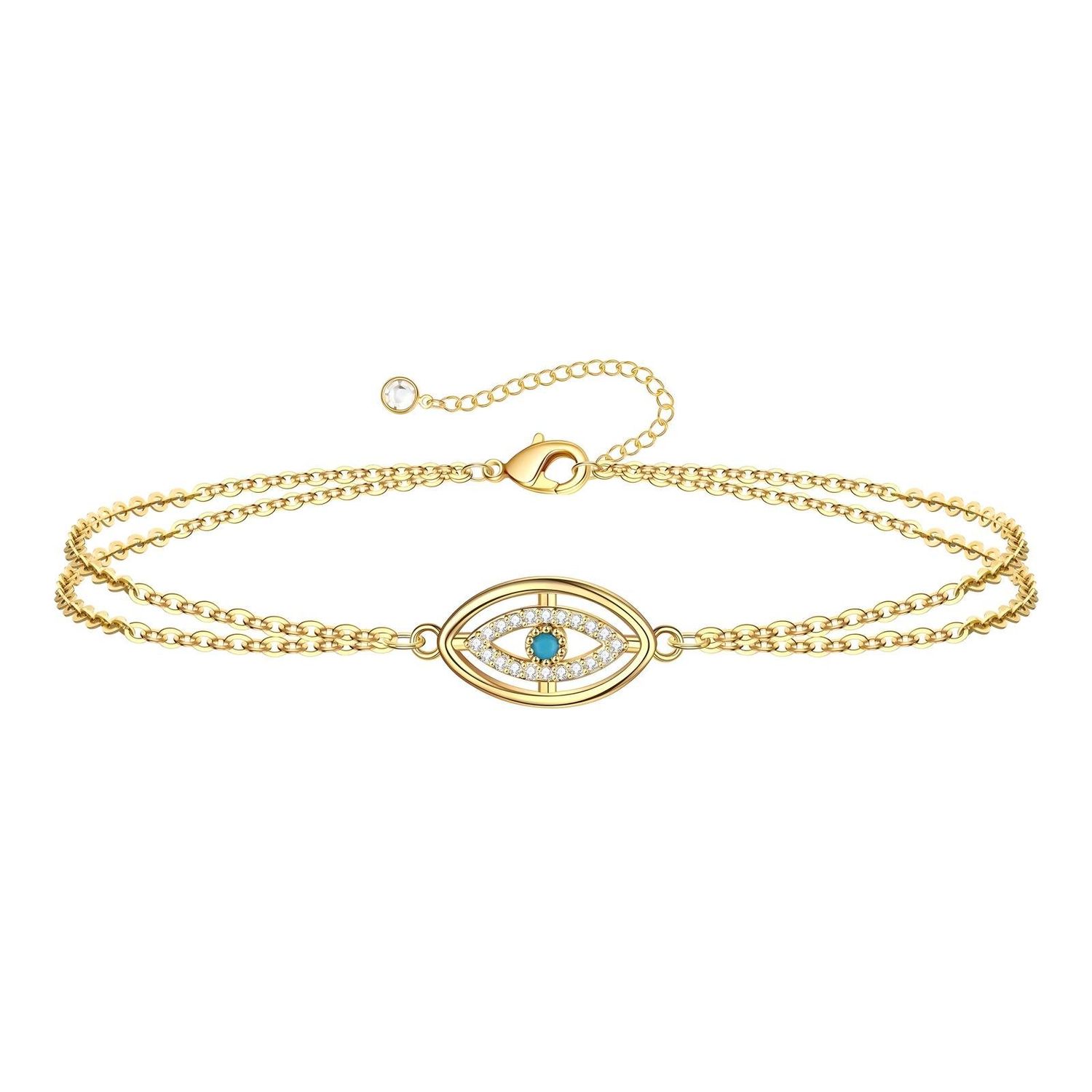 "Evil Eye" Bracelet, 18K Gold Plated Steel
