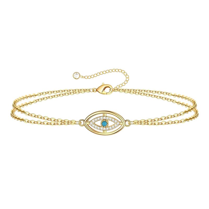 "Evil Eye" Bracelet, 18K Gold Plated Steel