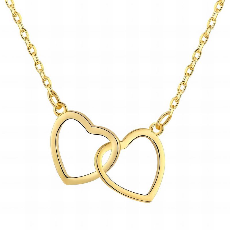 "Hearts" Necklace, 18K Gold Plated Steel