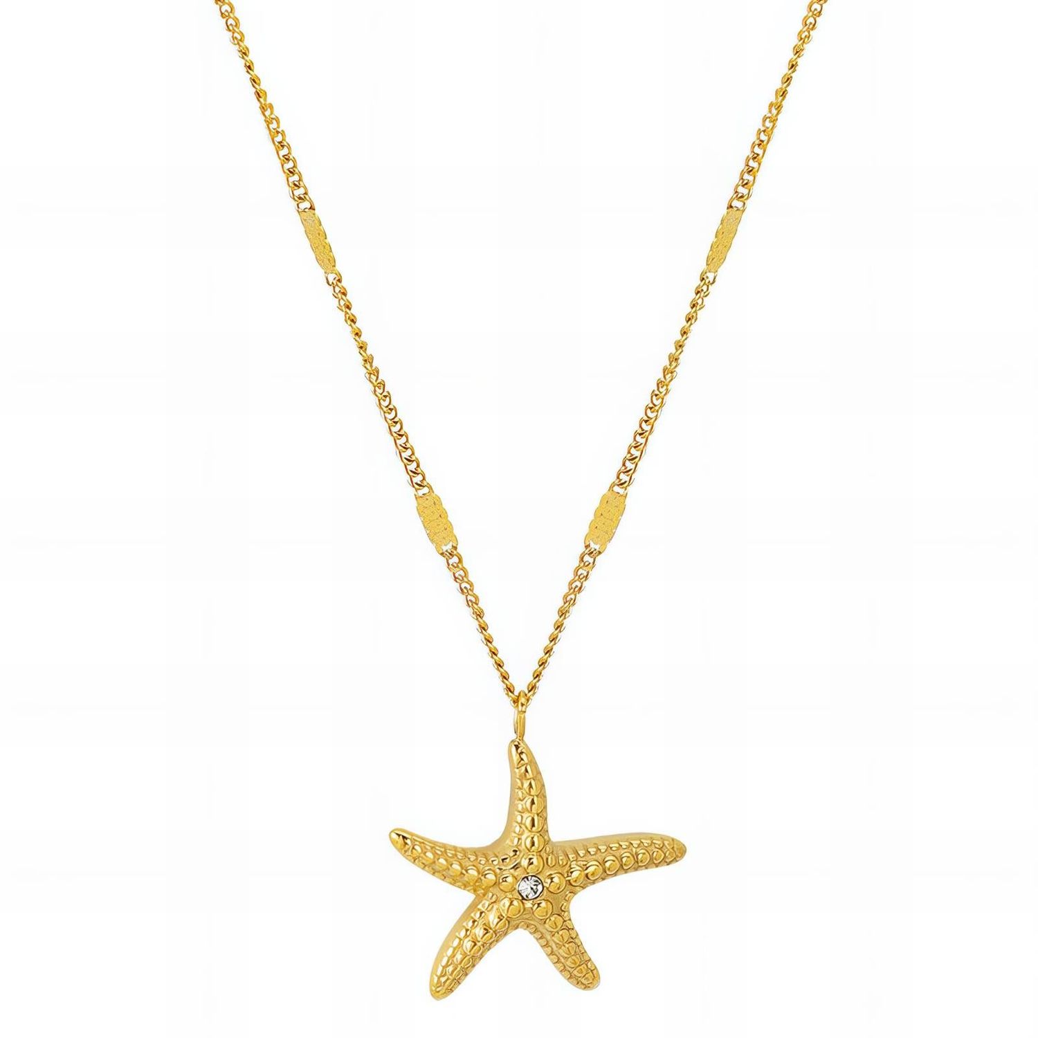 "Starfish" Necklace, 18K Gold Plated Steel